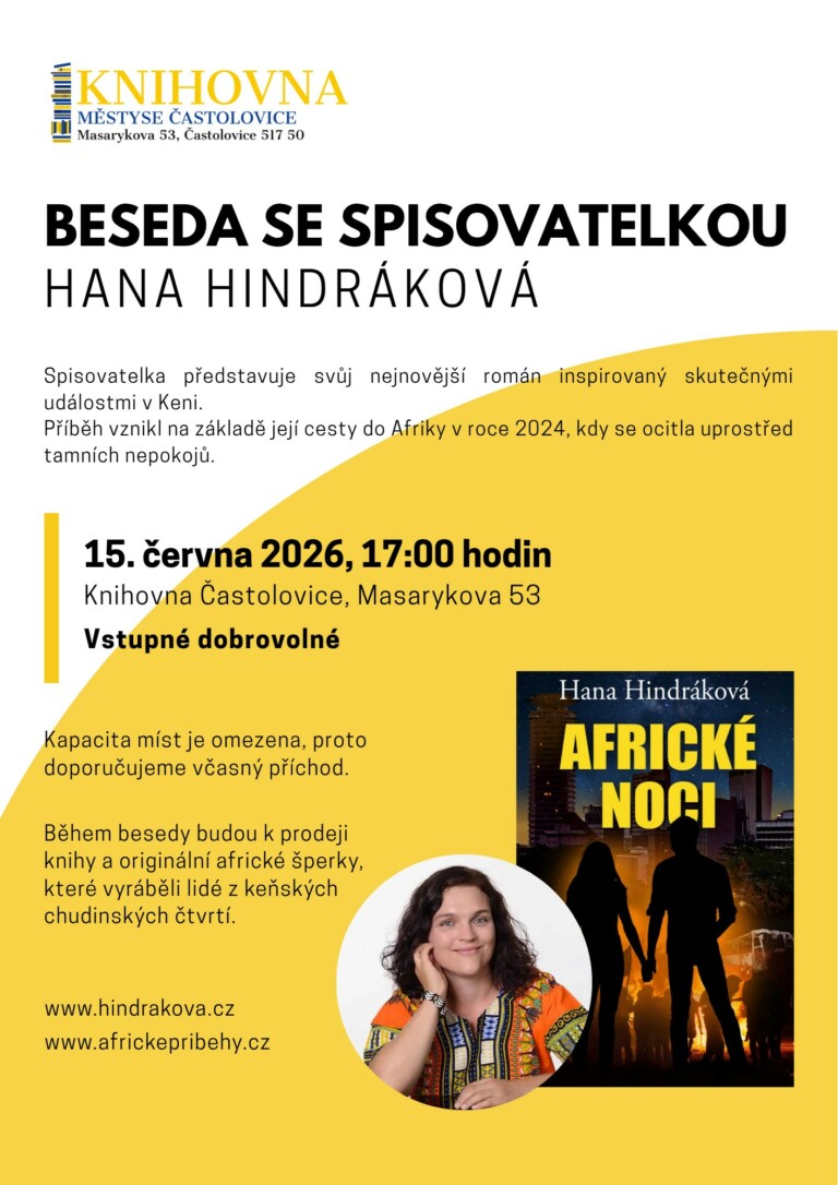 Beseda se spisovatelkou Hanou Hindrákovou